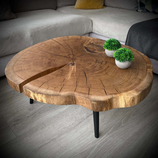 Kaffebord med treplank, 70cm