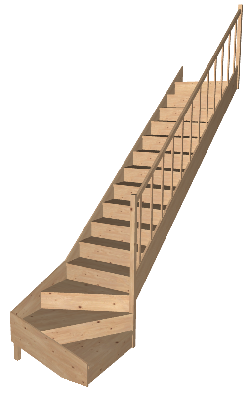 Rett trapp med høyre/venstre sving nede - 65-95cm